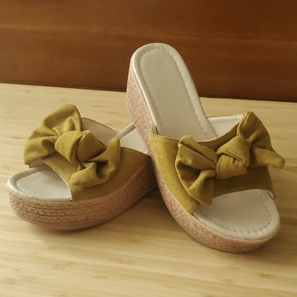 Bow Knot Open Toe Espadrilles/Wedge Sandals